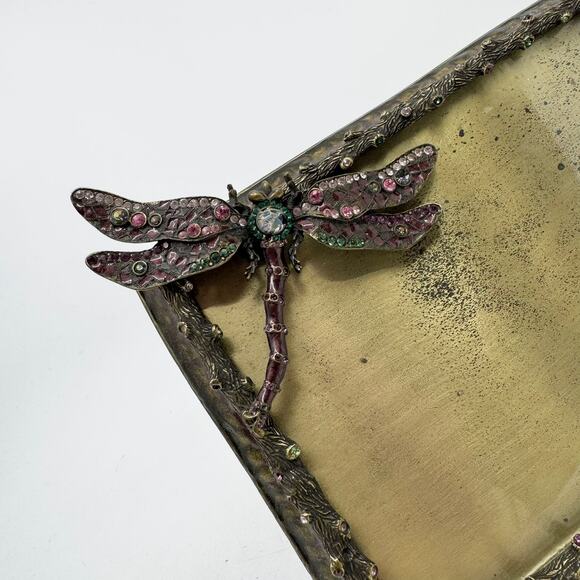 Vintage JAY STRONGWATER Dragonfly Pewter Frame w/ Swarovski Crystals - Picture 2 of 10